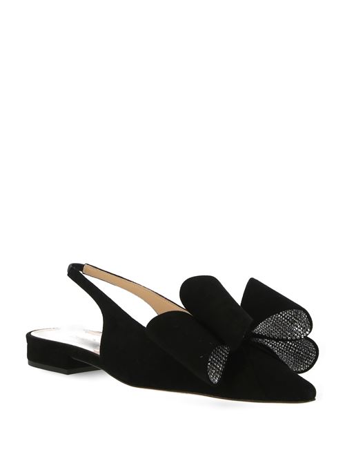 Jet black calf leather bow ballerina MACH & MACH | PF24-S0785-15-SUE-BLKBLACK